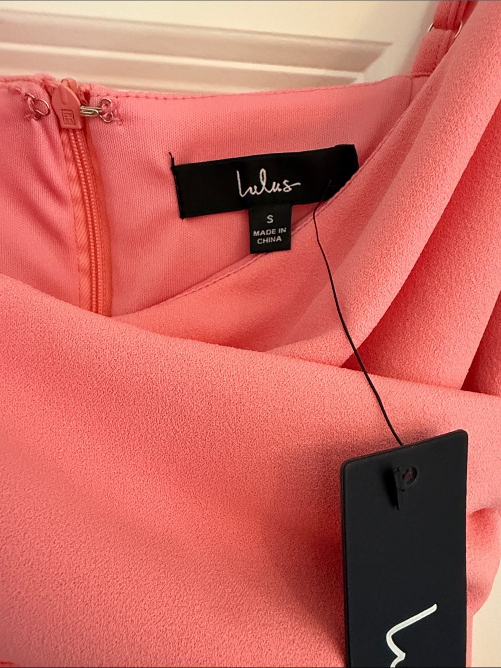 Lulu's Coral Pink Ruffle-Hem Spaghetti Strap Mini Dress with tags - Picture 2 of 3